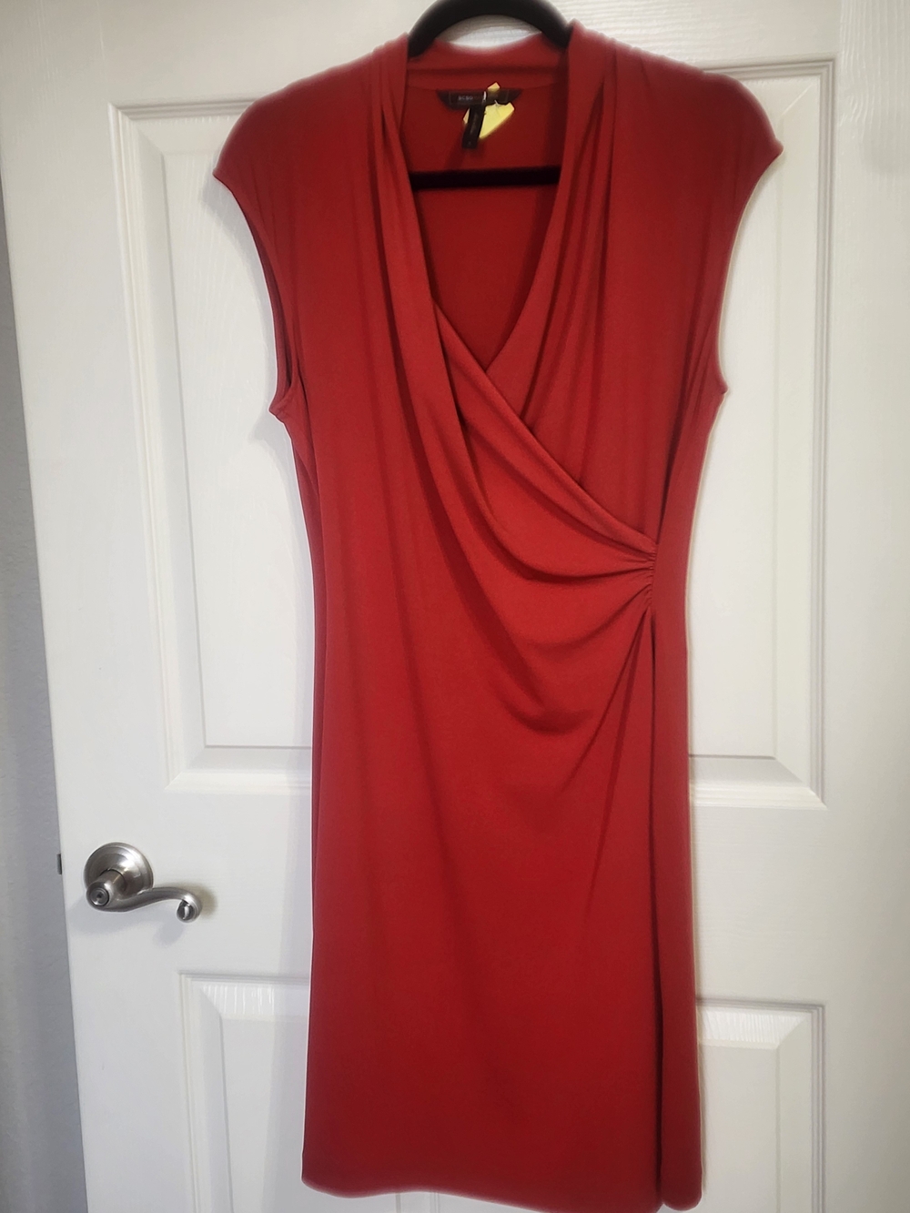 BCBG Cap Sleeve Faux-Wrap Red Dress
